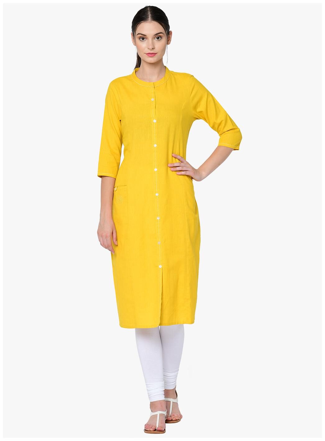 

2BMe Women Cotton Solid Mustard Kurta