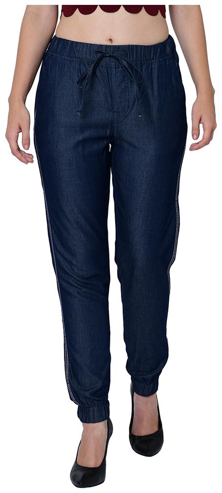 

2BMe Women Cotton Solid Blue Joggers