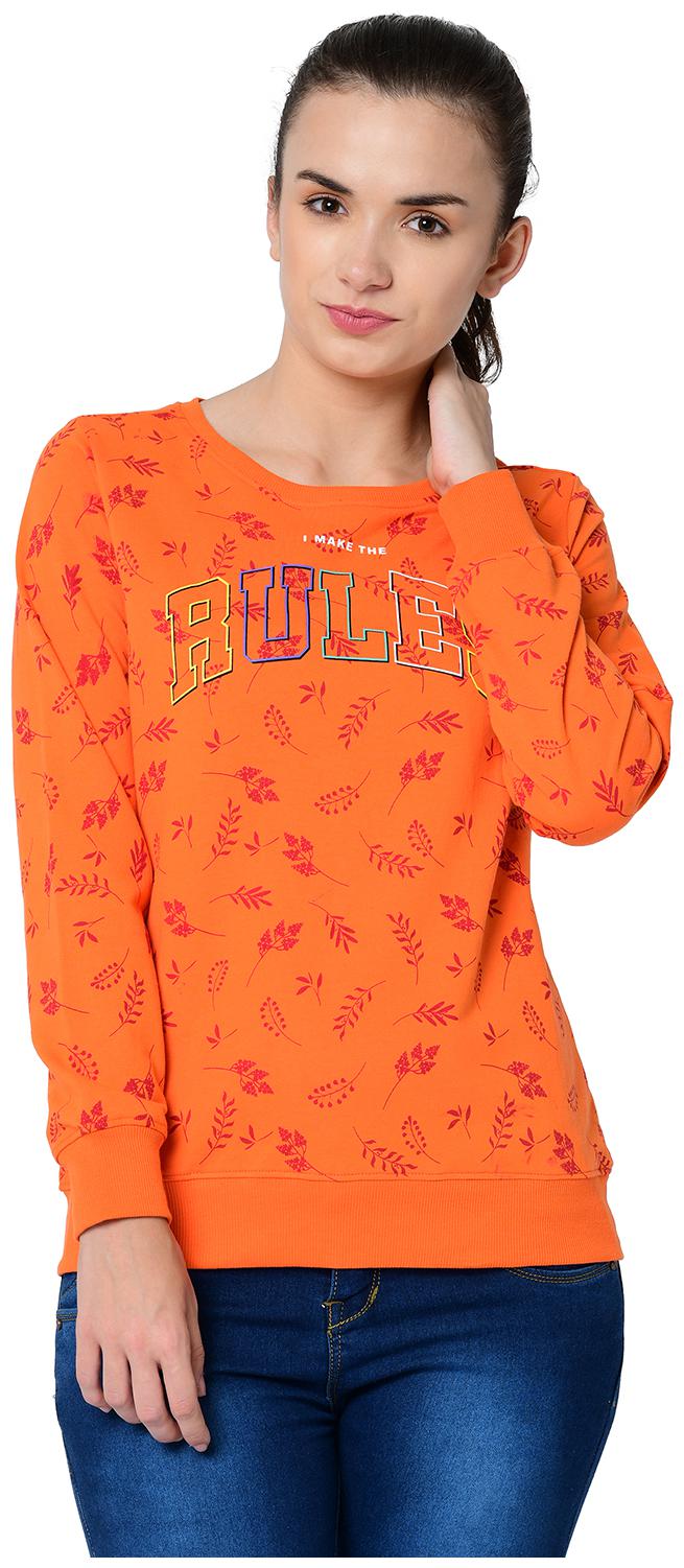 

2BMe Women Printed Sweatshirt - Orange