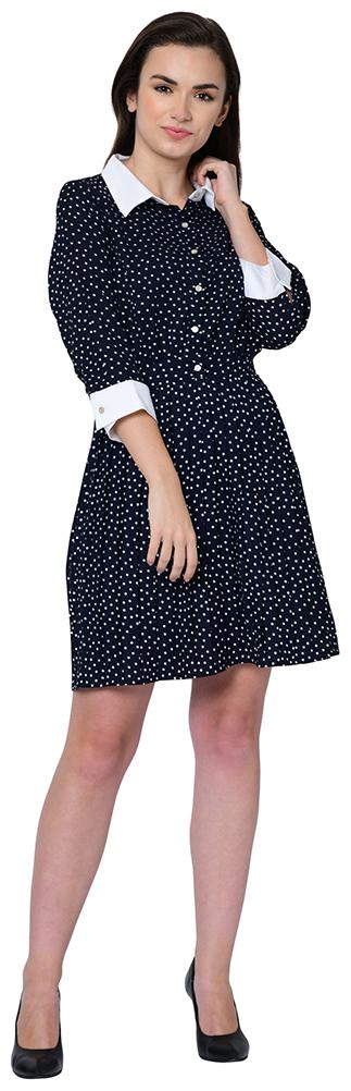 

2BMe Blue Polka dots Fit flare dress