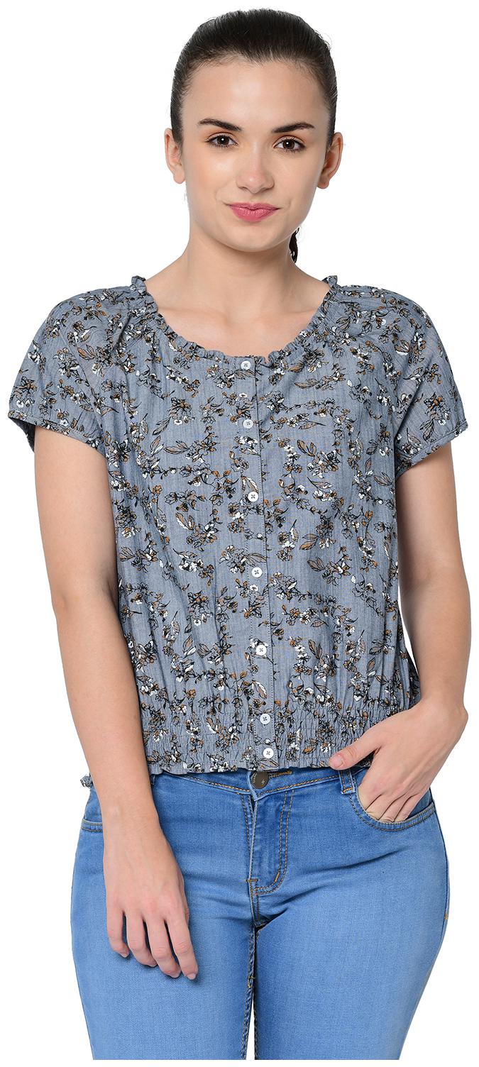 

2BMe Women Printed Regular top - Grey
