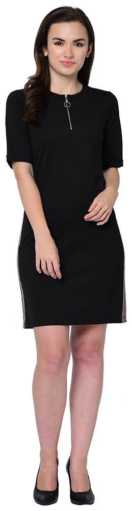 

2BMe Black Solid Fit flare dress