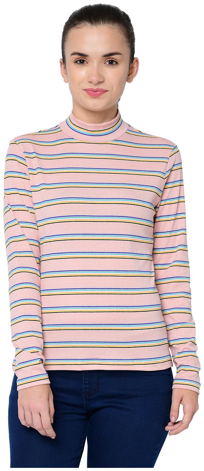 

2BMe Women Pink Regular fit High neck Polyester T shirt