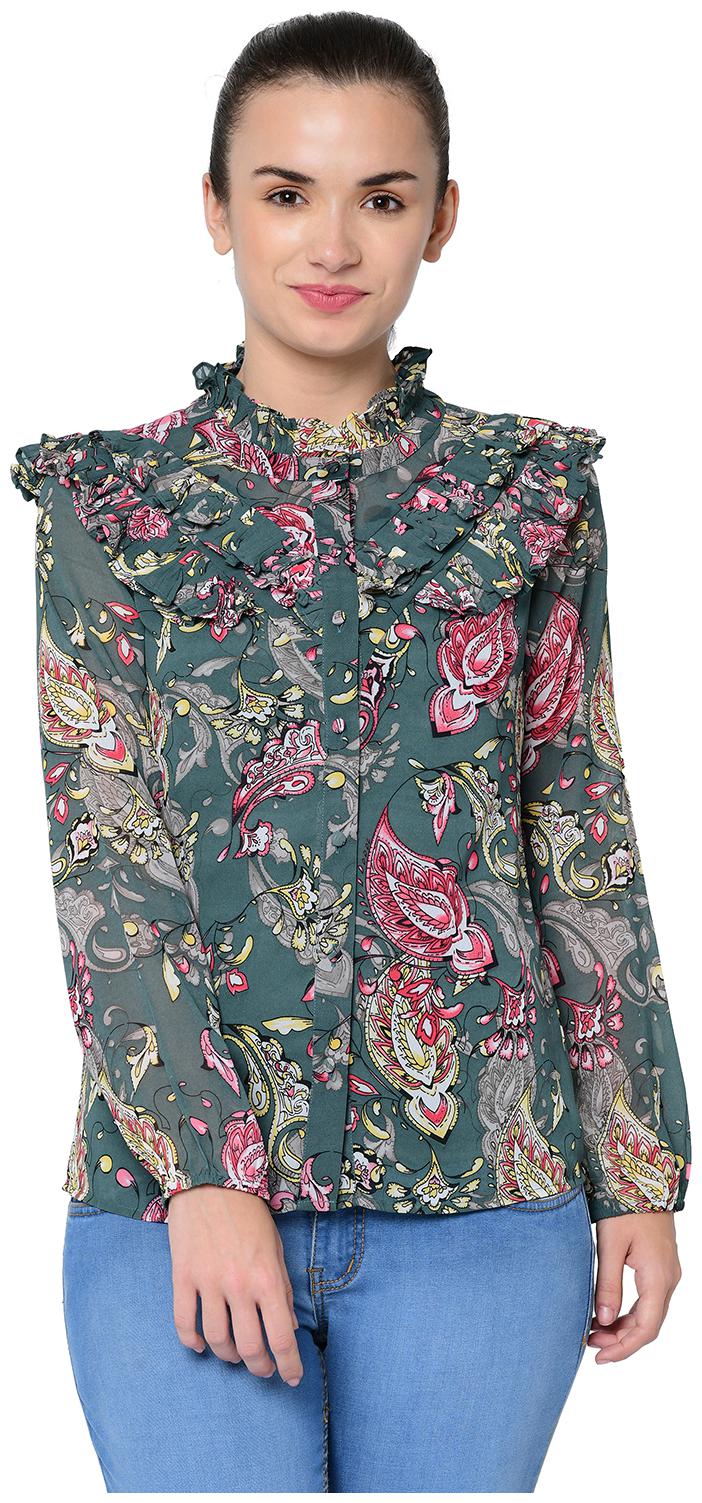 

2BMe Women Printed Regular top - Green
