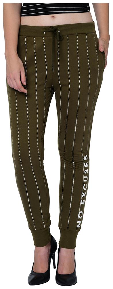 

2BMe Women Polyester Striped Green Joggers