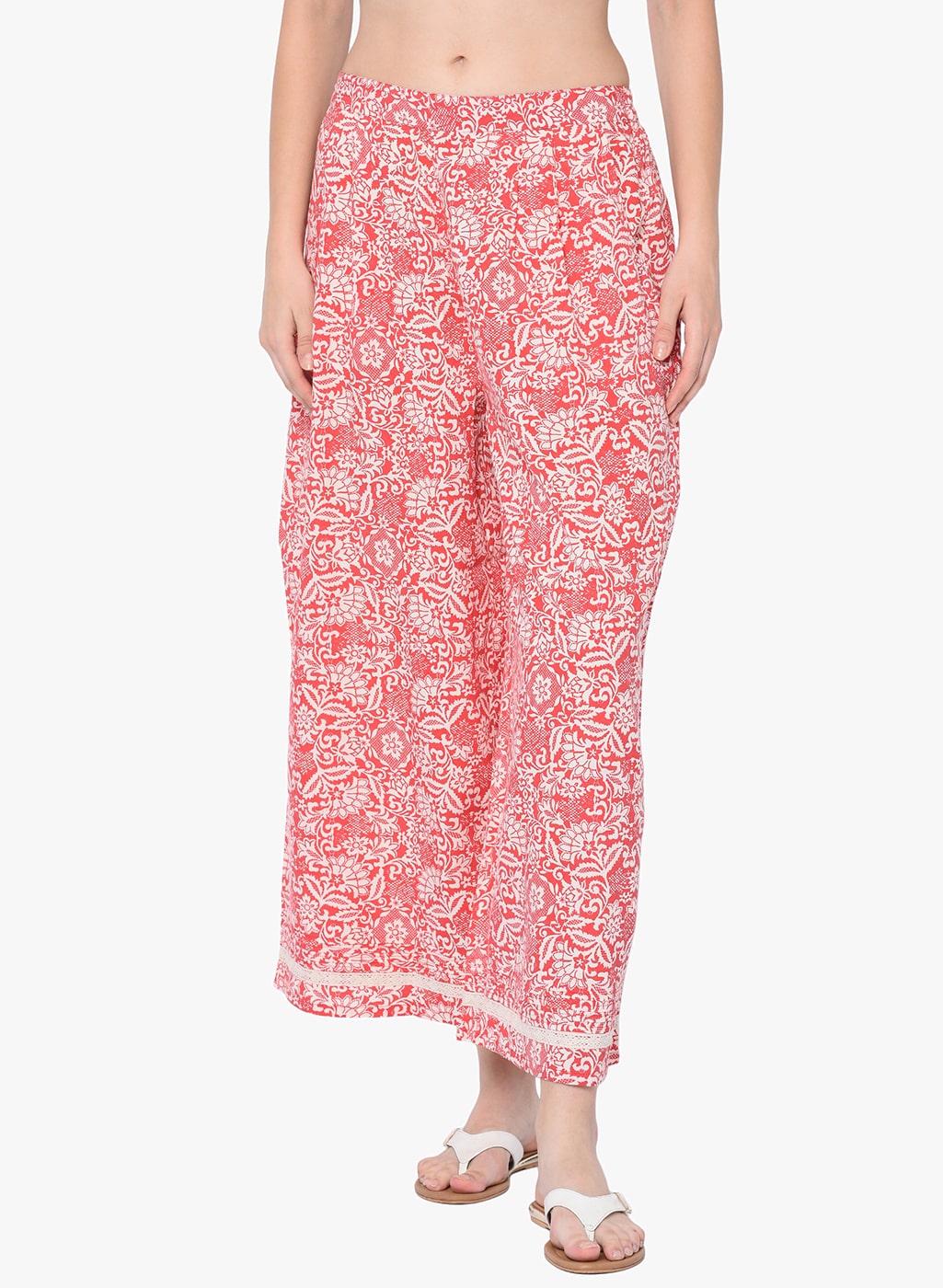 

2BMe Red Floral Flared Palazzo