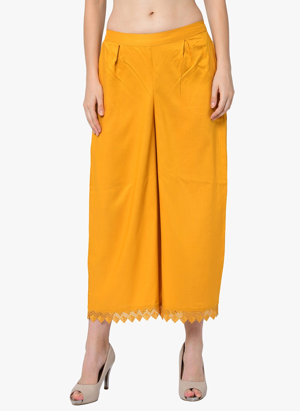 

2BMe Yellow Solid Straight Palazzo