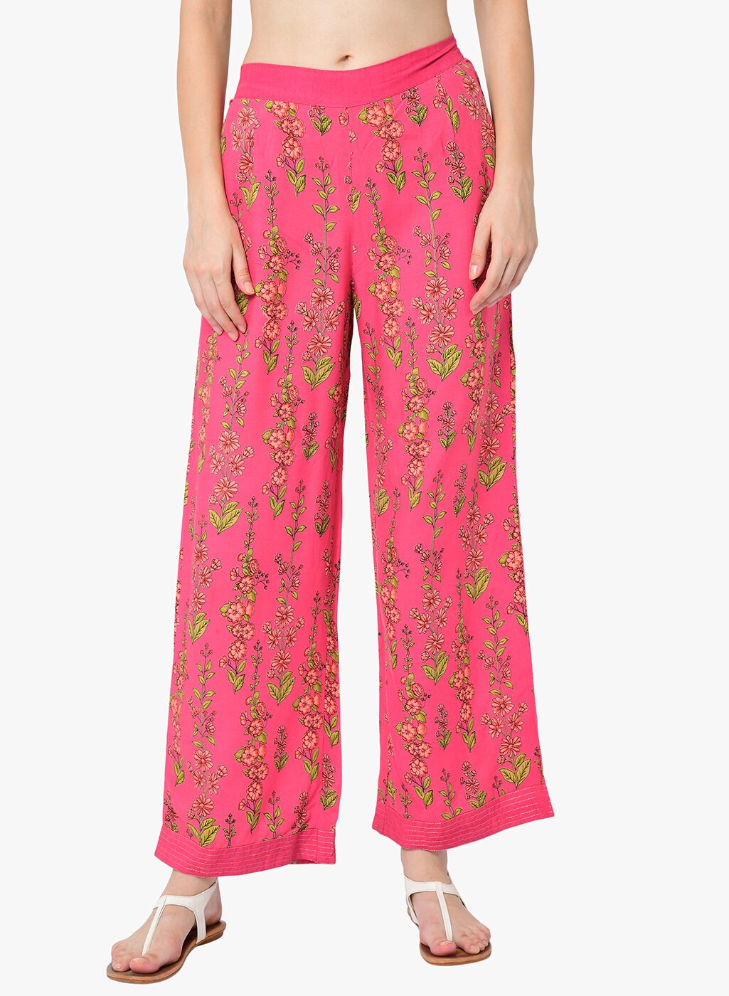 

2BMe Pink Floral Flared Palazzo