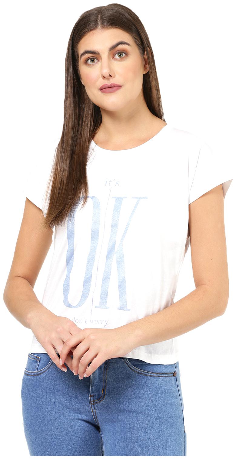 

2BMe Women White Regular fit Round neck Cotton T shirt
