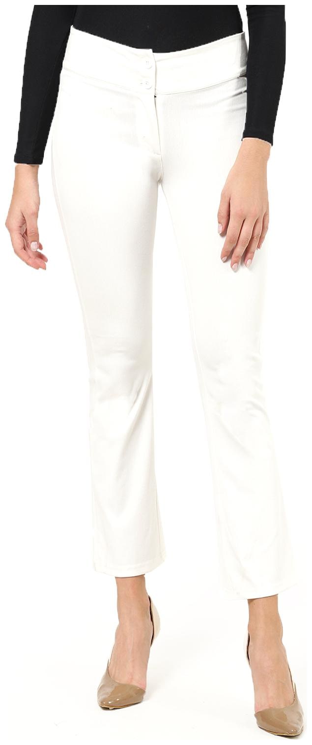 

2Bme Women White Solid Trouser