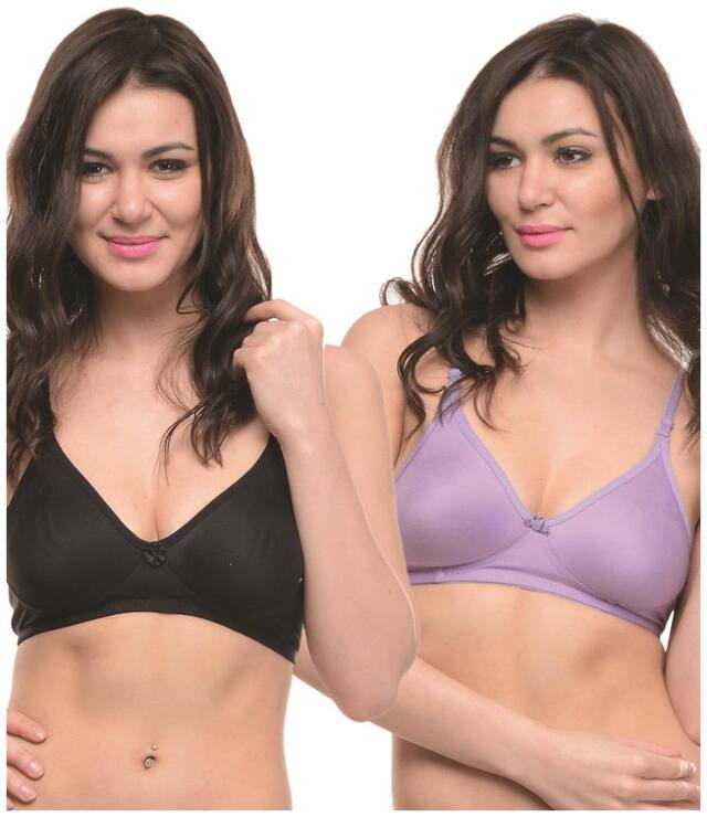 Bodycare  Black And Lavender 2Pcs Bra Combo