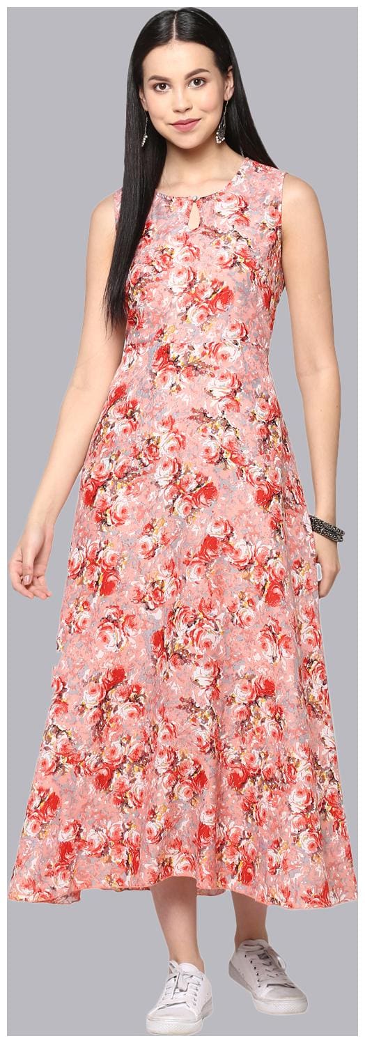 7Fashion Women Multi Printed Anarkali Fusion Dresses