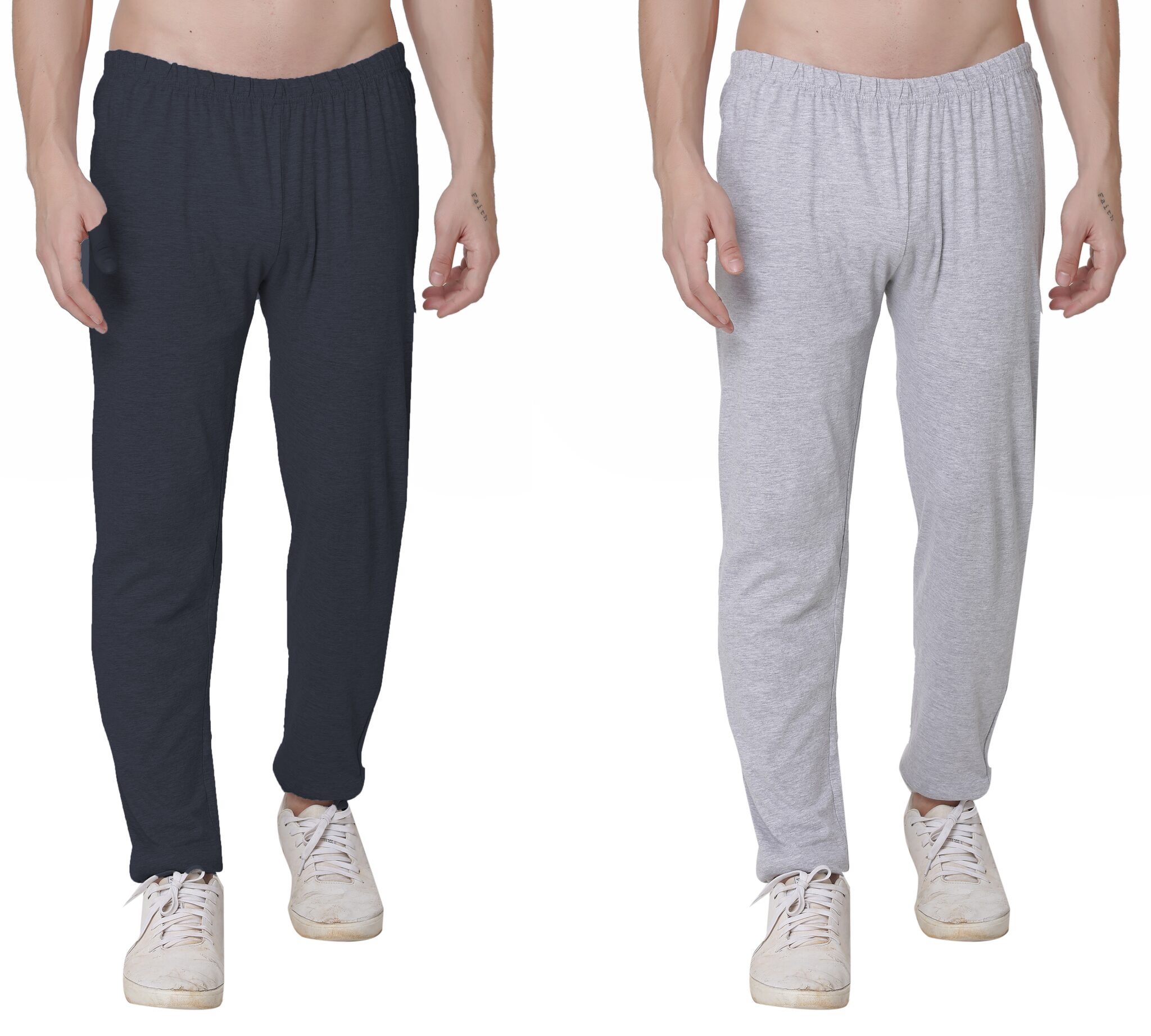 

92ELMNTS Men Black Grey Solid Regular fit Track pants