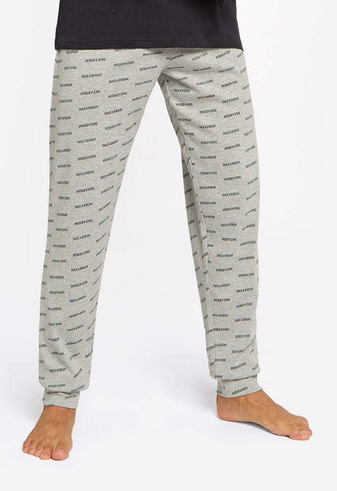 

92ELMNTS Cotton Printed Grey Color Joggers For Men (Pack Of 1)