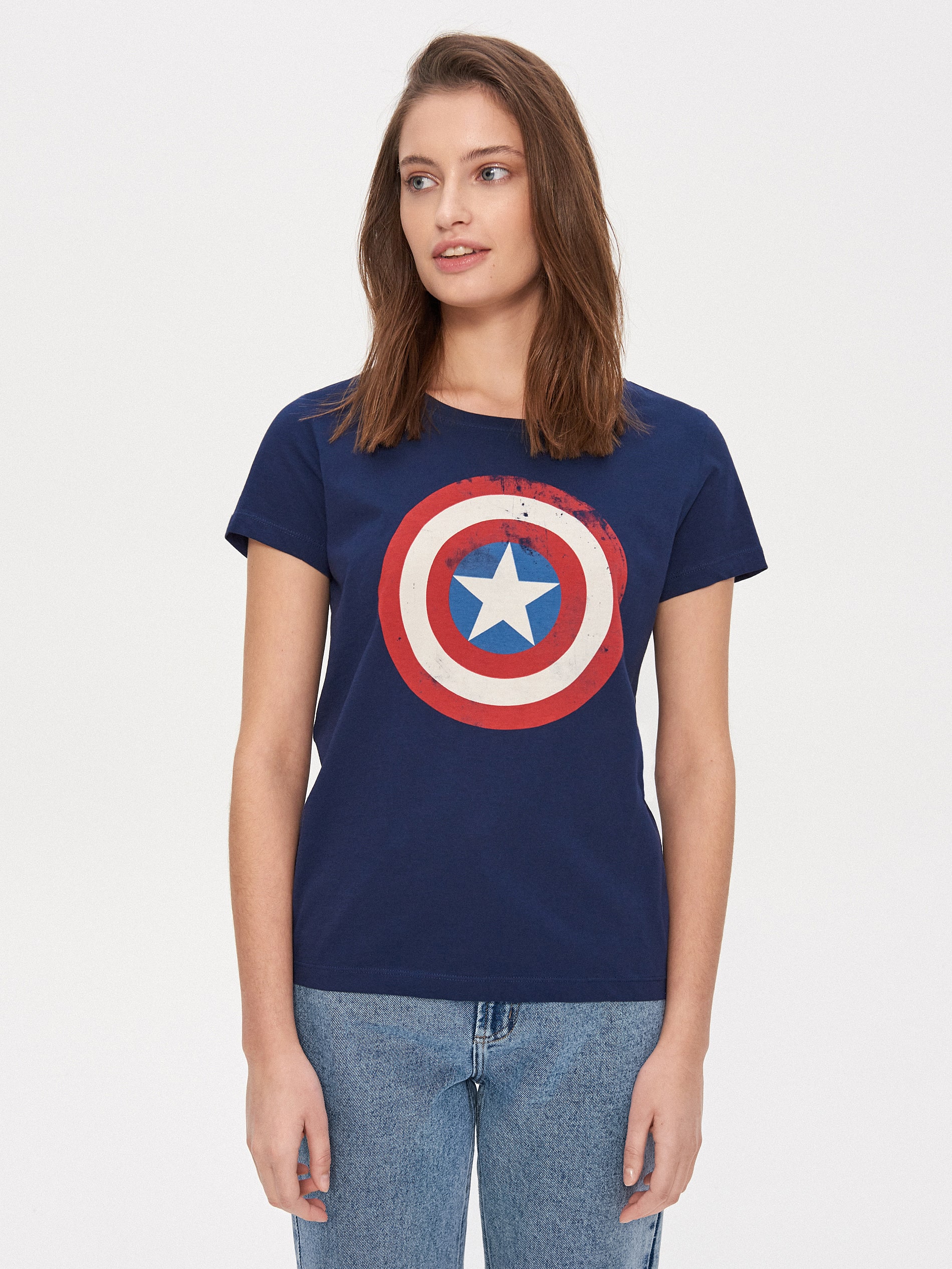 

92ELMNTS Women Blue Slim fit Round neck Cotton T shirt