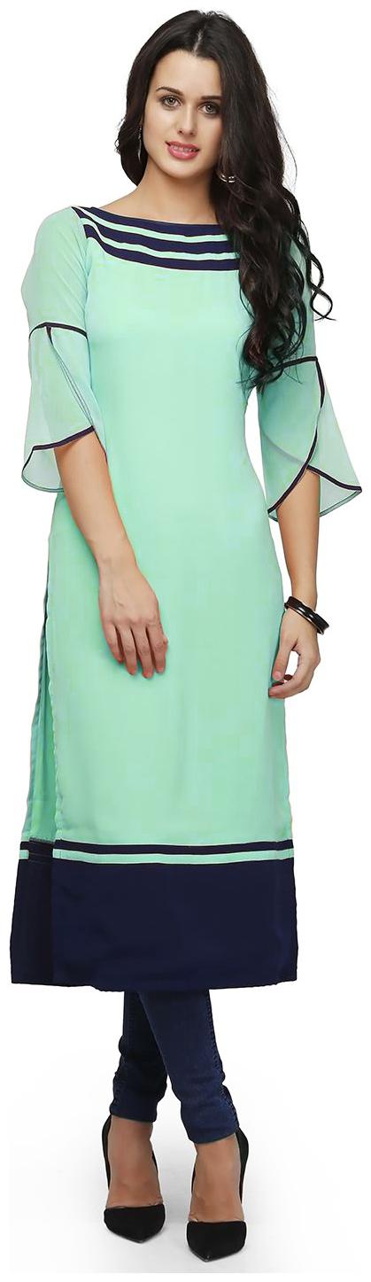 

9ZEUS Women Green Solid Straight Kurta