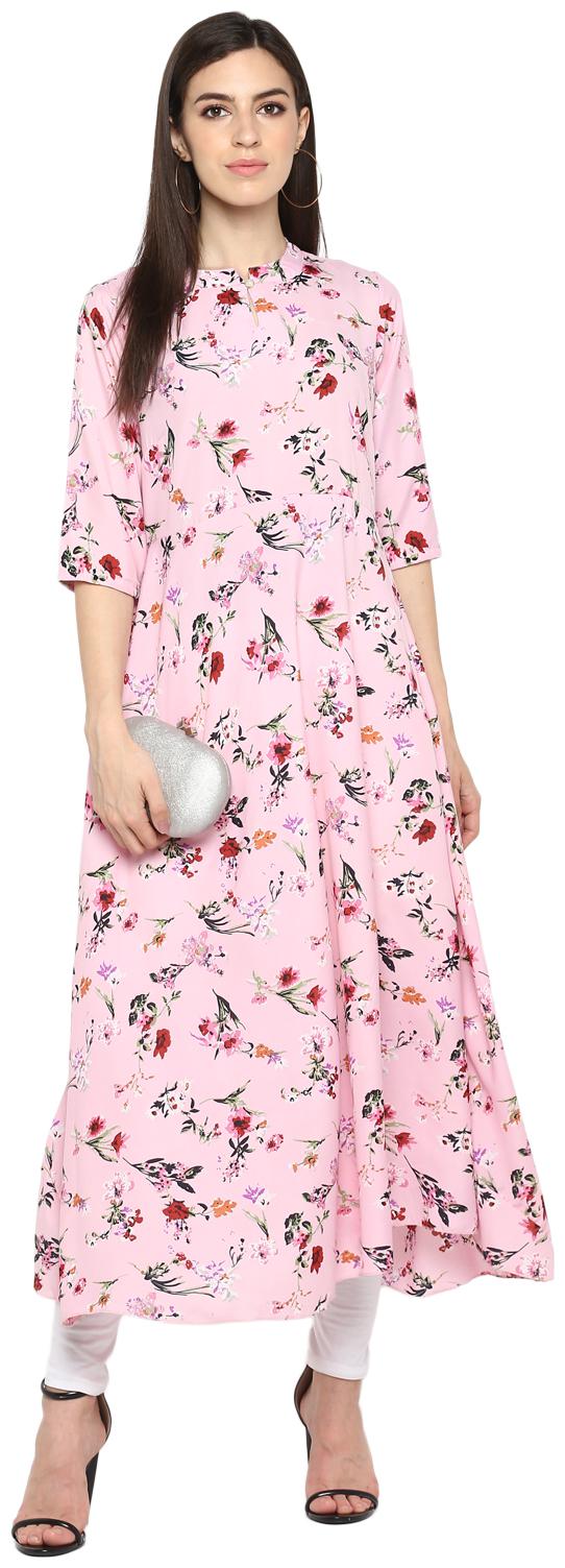 

9ZEUS Women Crepe Kurti Dress (Pink)