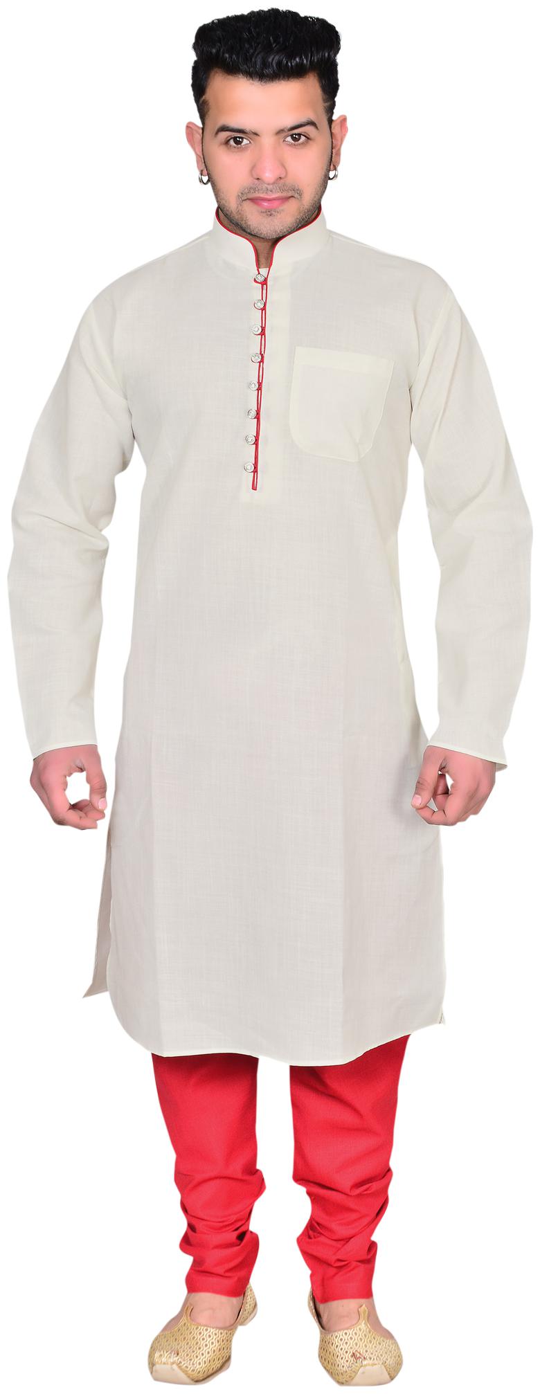 

A ForeAN Cream Red Solid Kurta and Salwar