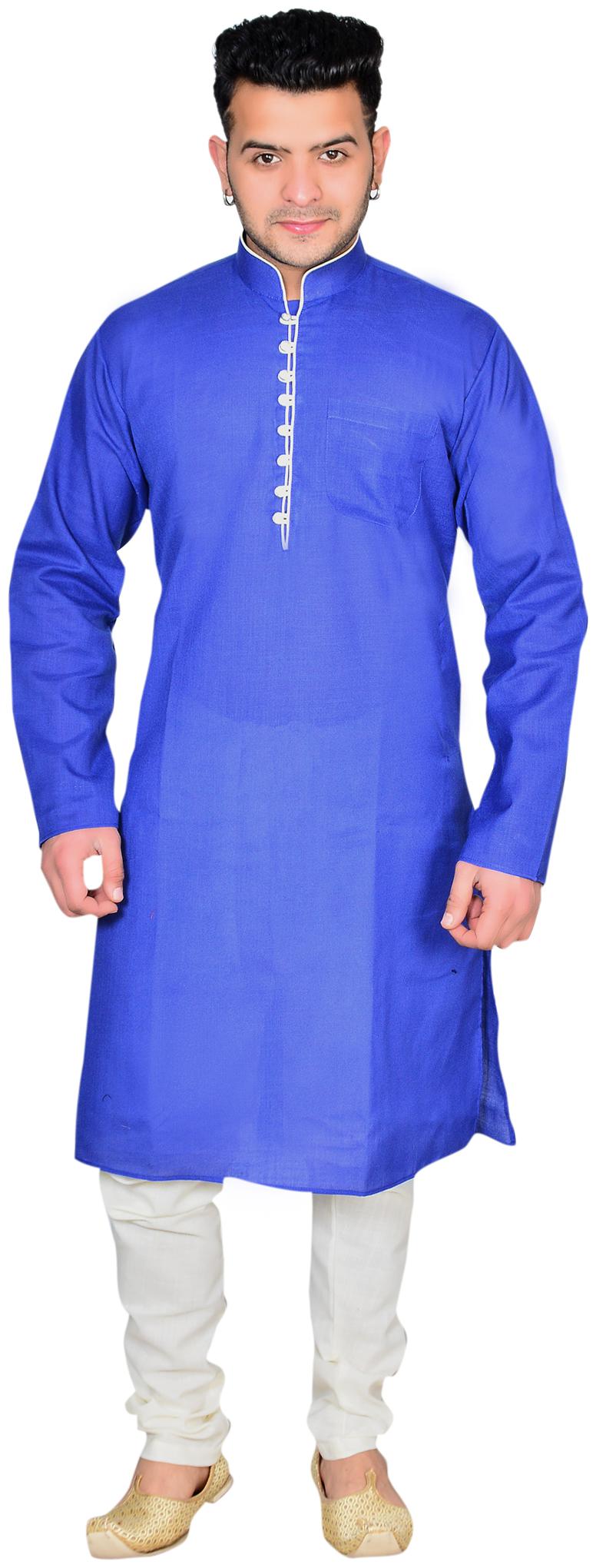 

A ForeAN Blue White Solid Kurta and Salwar