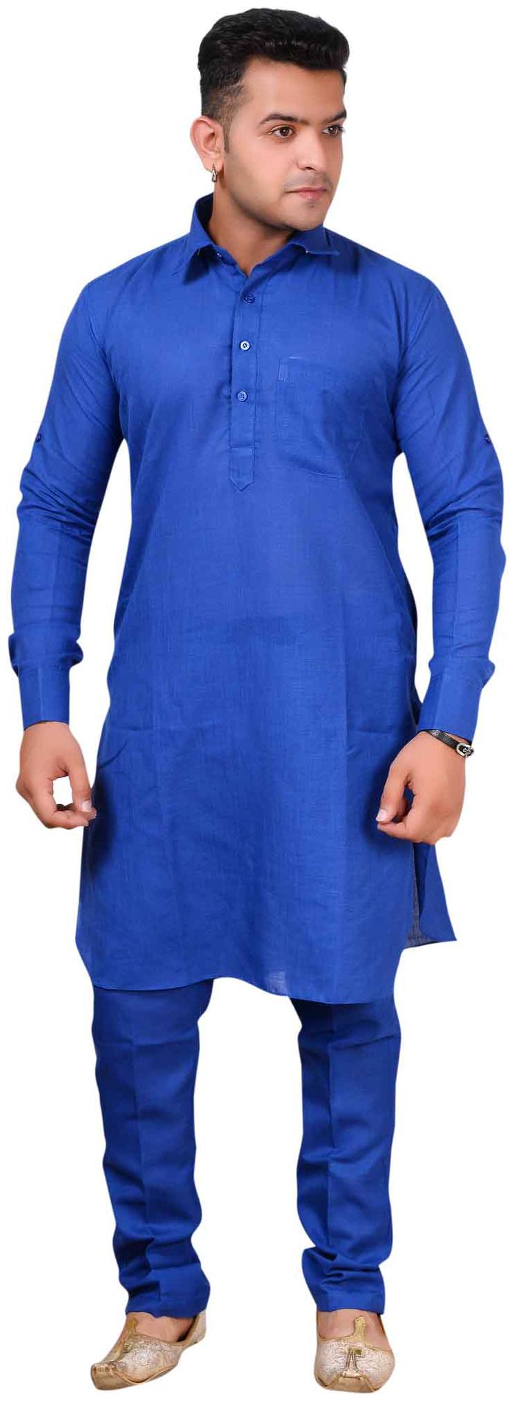 

A ForeAN Blue Solid Kurta and Pyjamas