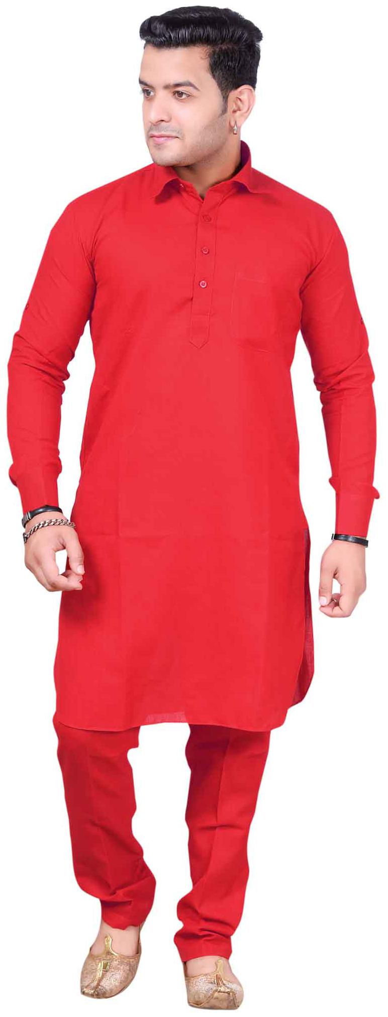 

A ForeAN Red Solid Kurta and Pyjamas