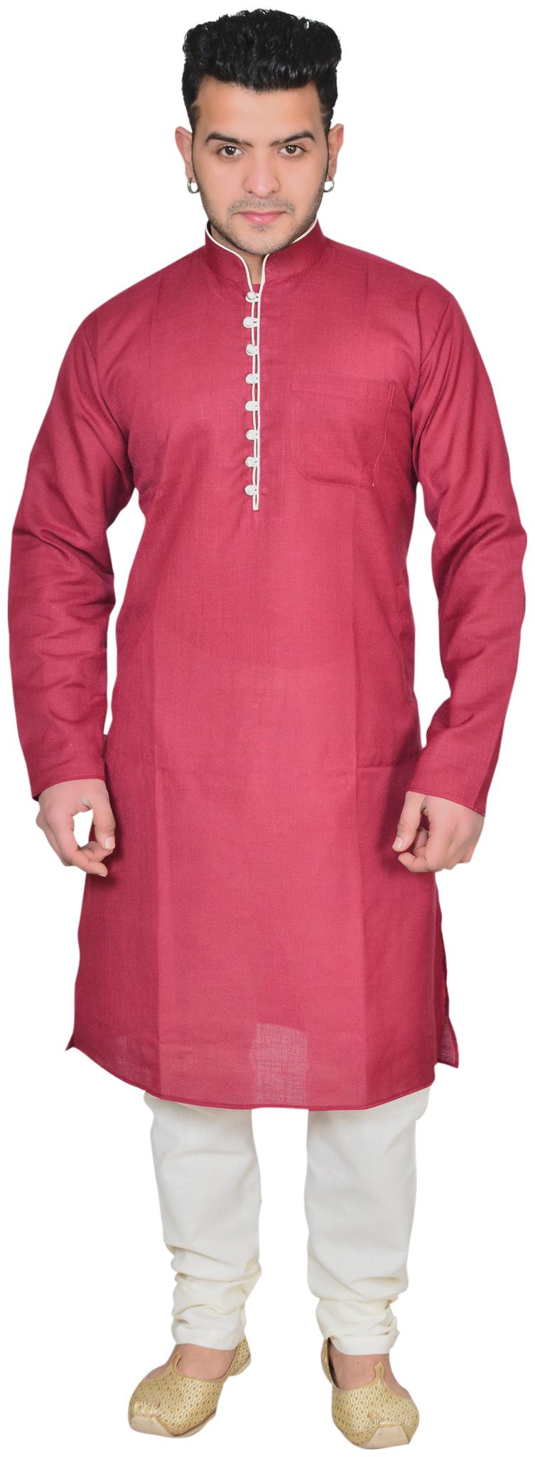 

A ForeAN Maroon White Solid Kurta and Salwar