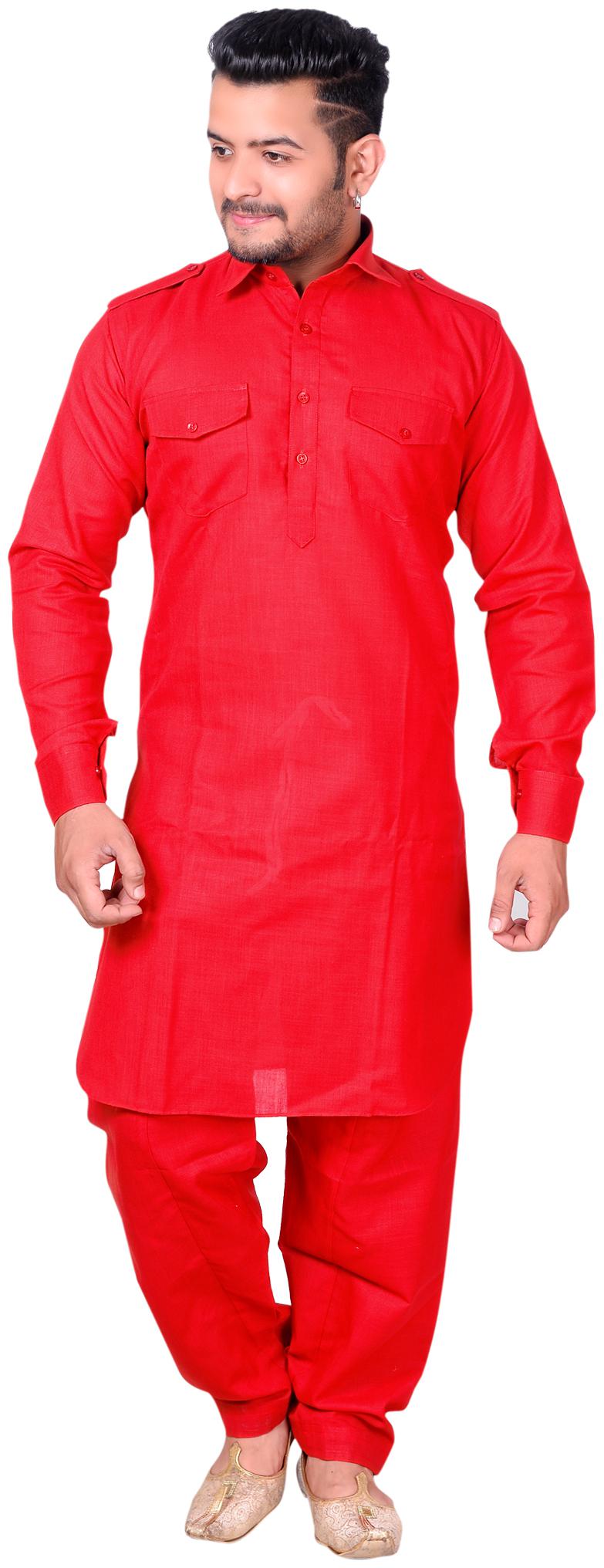 

A ForeAN Red Solid Kurta and Salwar