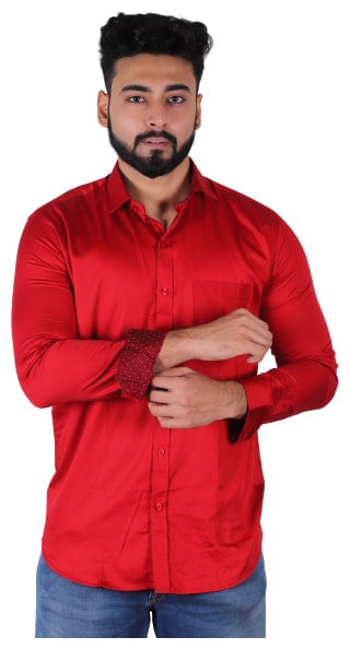 

A ForeAN Men Regular fit Formal Shirt - Red
