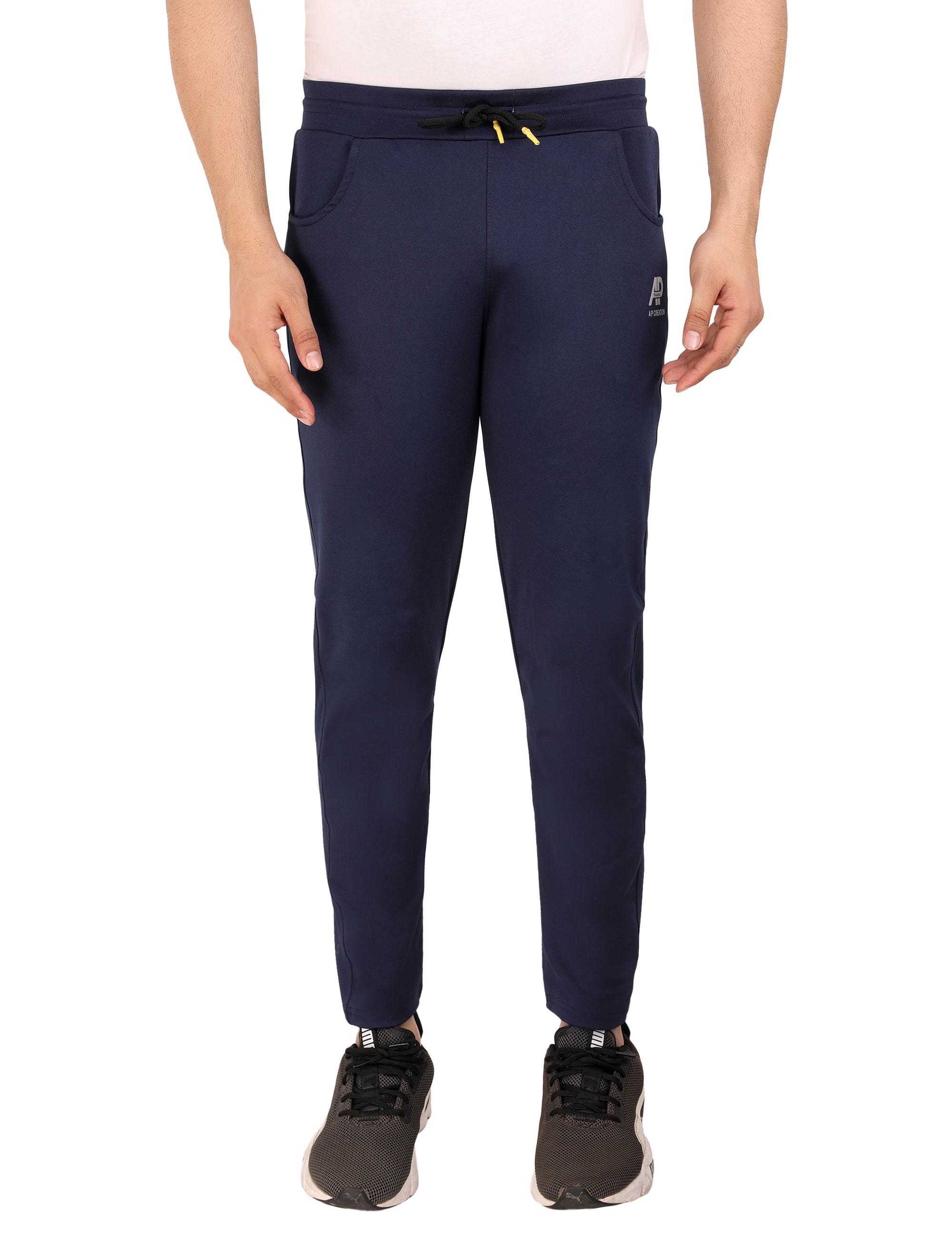 

A P CREATION Men Navy blue Solid Slim fit Track pants