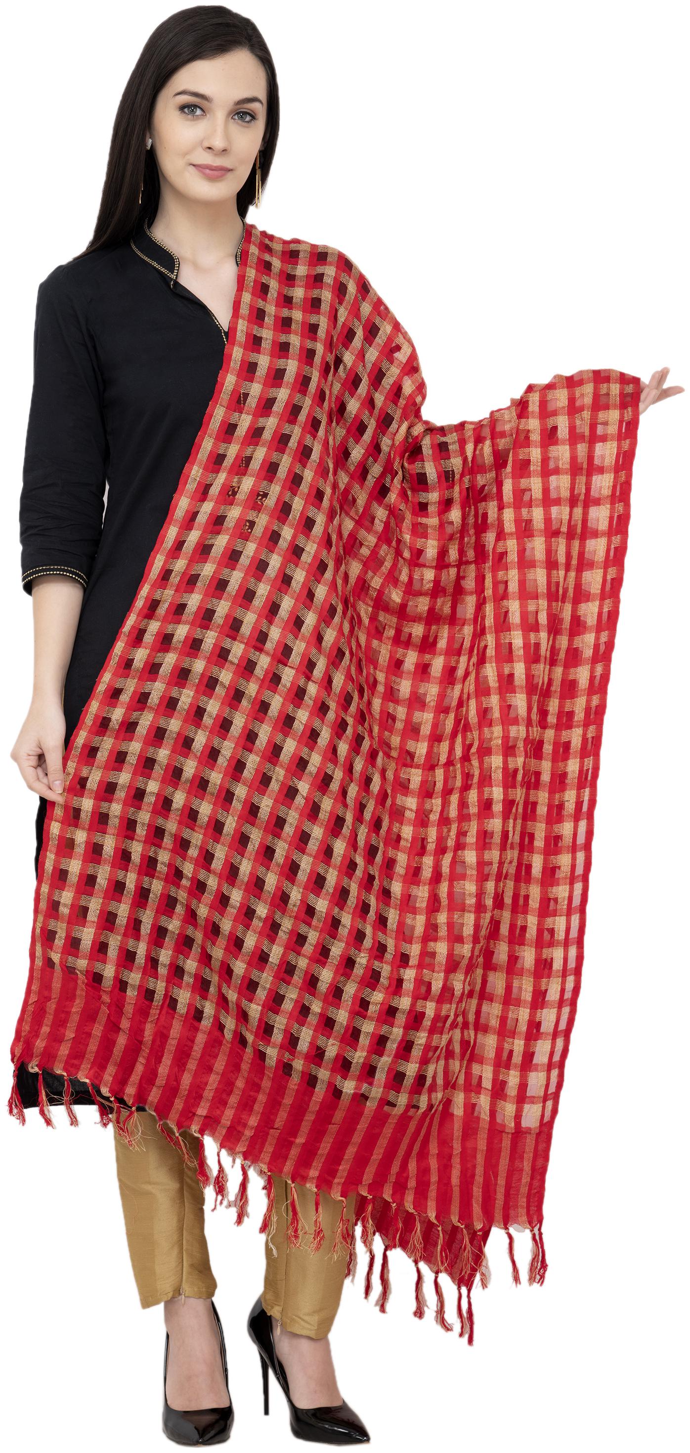 

A R Silk Golder Box Regular Dupatta Color Red Dupatta Chunni