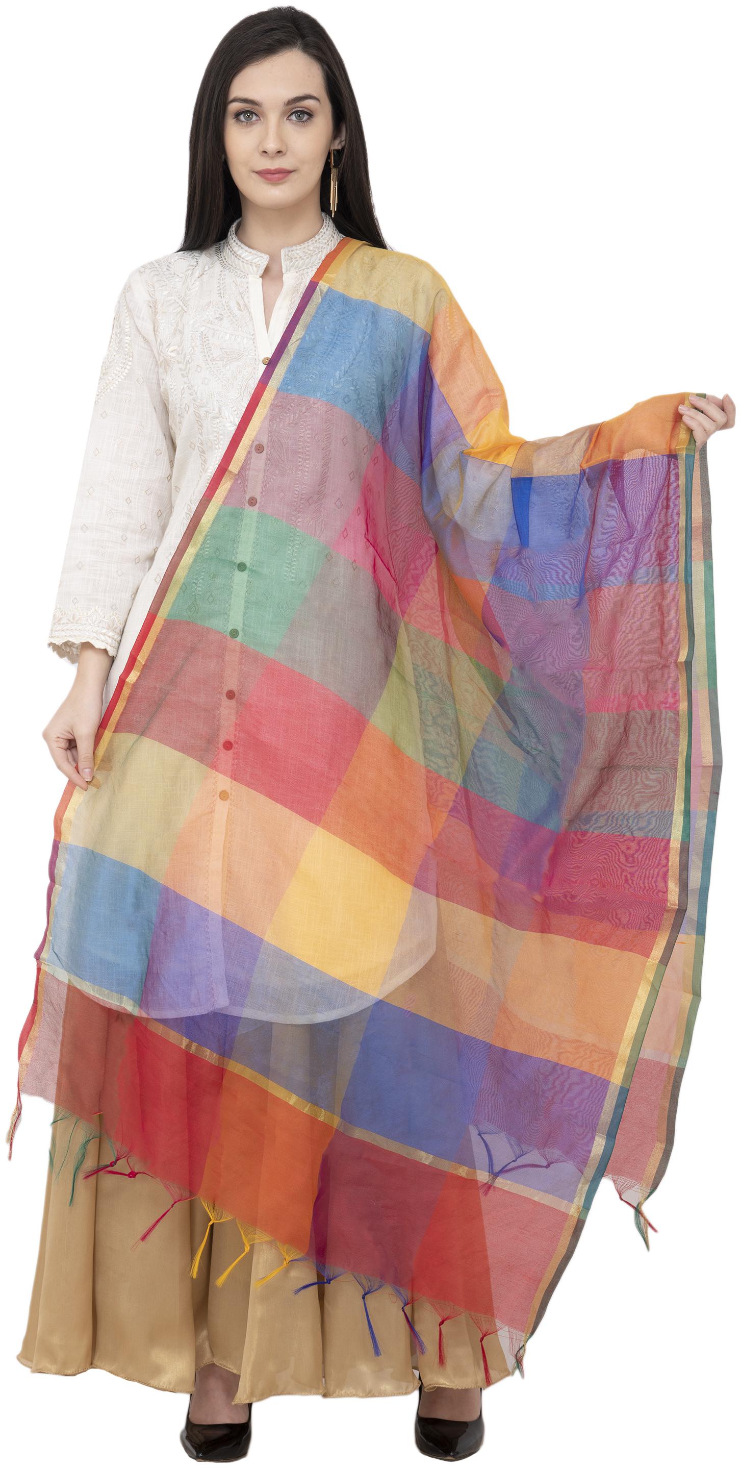 

A R SILK Chanderi Multi Box Multi Box Multi Color Color Dupatta Chunni