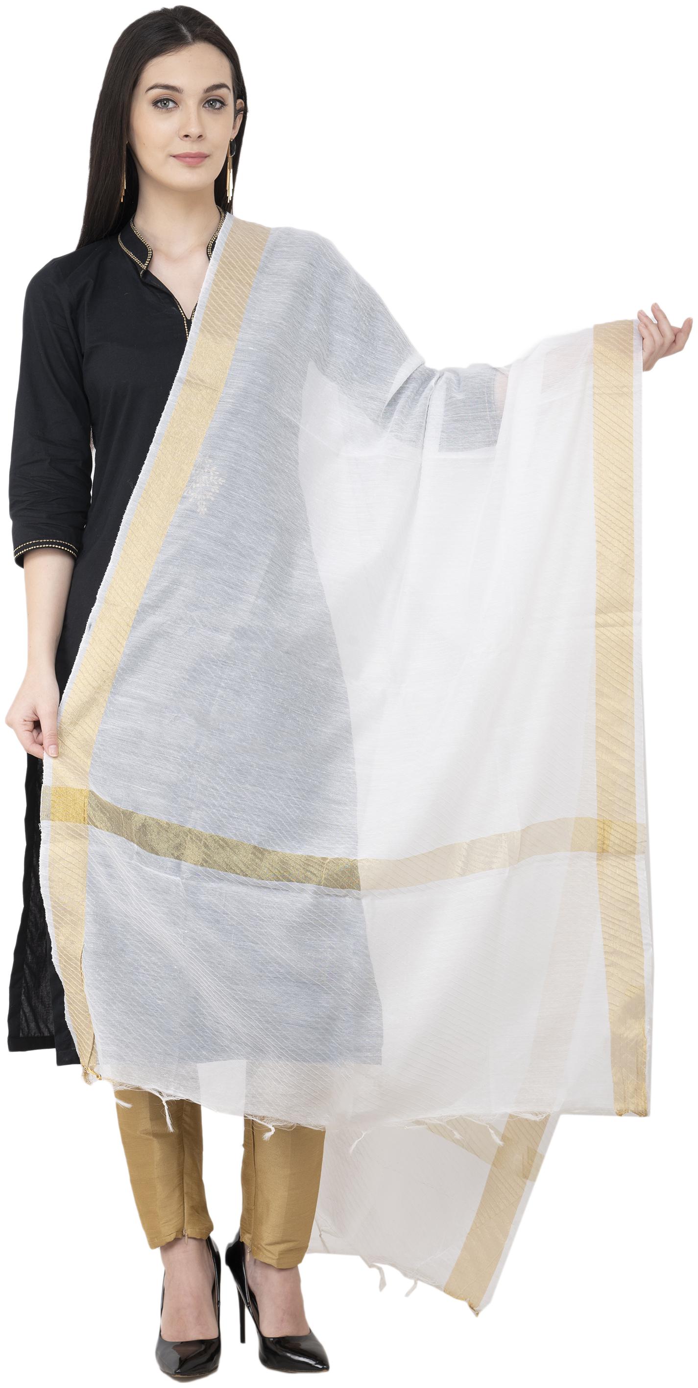 

A R SILK Chanderi Crush Crush Design White Color Dupatta Chunni