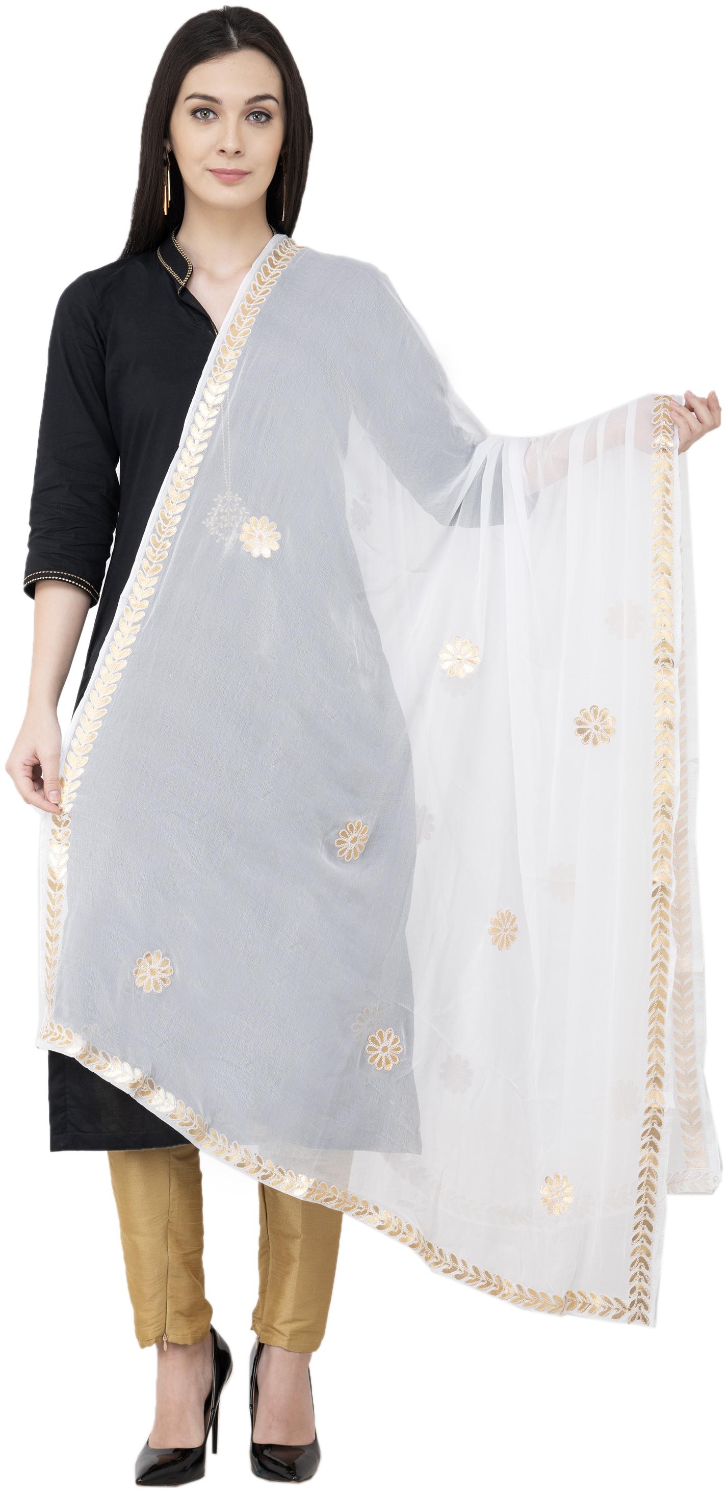 

A R SILK Chiffon Gota Patti Fancy Dupatta White Color Dupatta Chunni