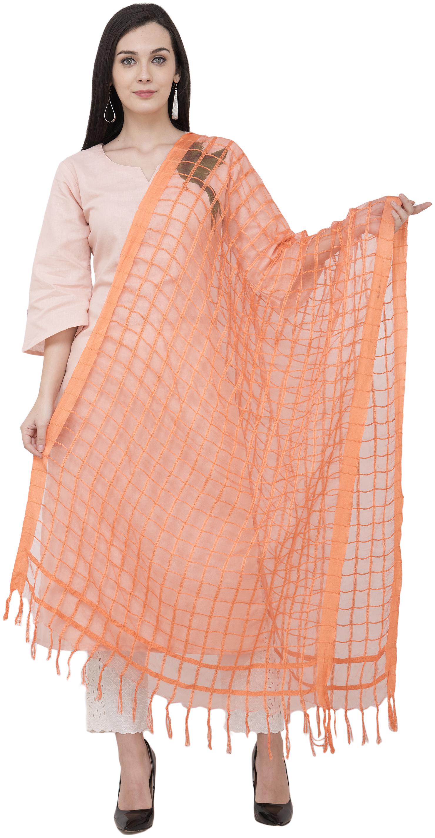 

A R Silk Cotton square Regular Dupatta Color Peach Dupatta Chunni
