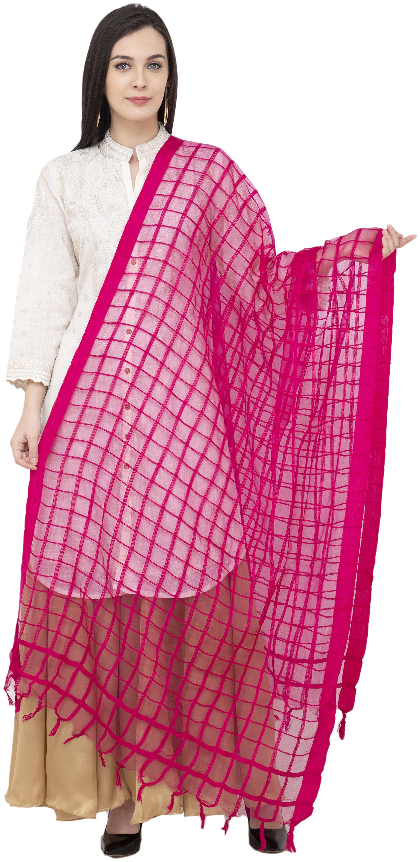

A R SILK Cotton Square Regular Dupatta Rani Color Dupatta Chunni