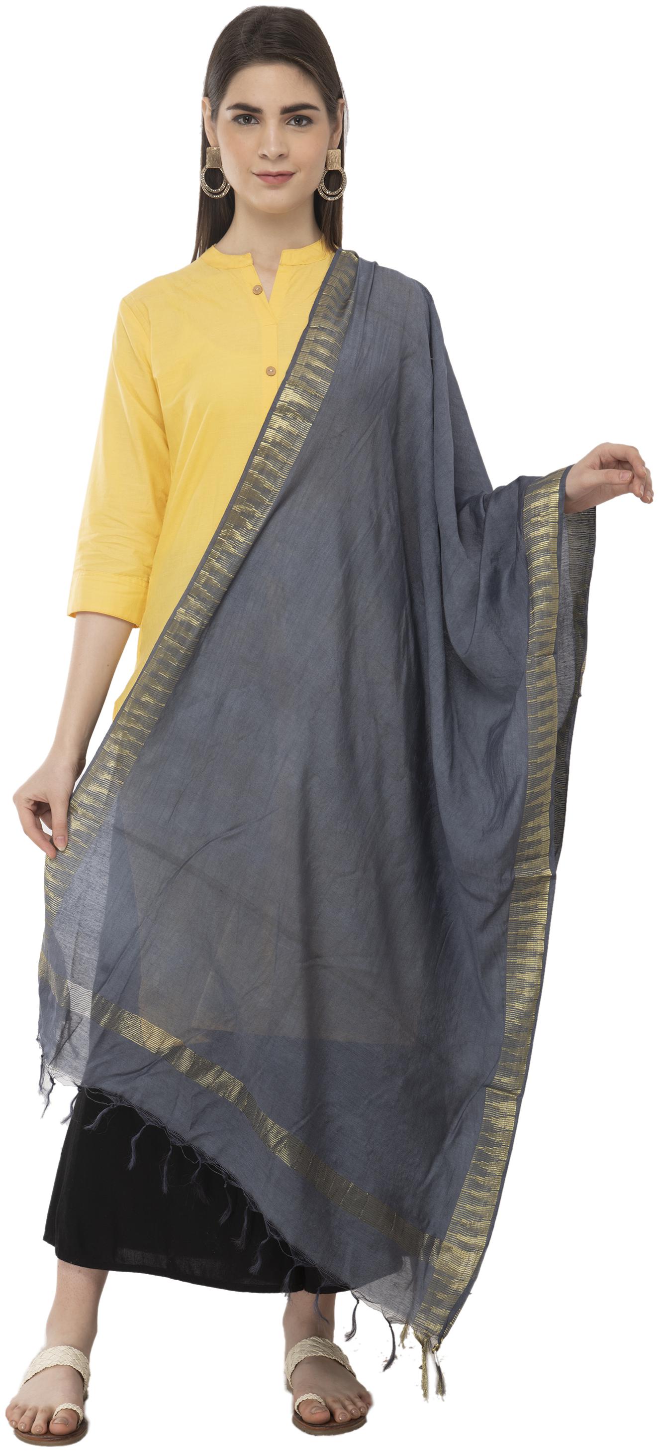 

A R SILK Cotton Dupatta Grey