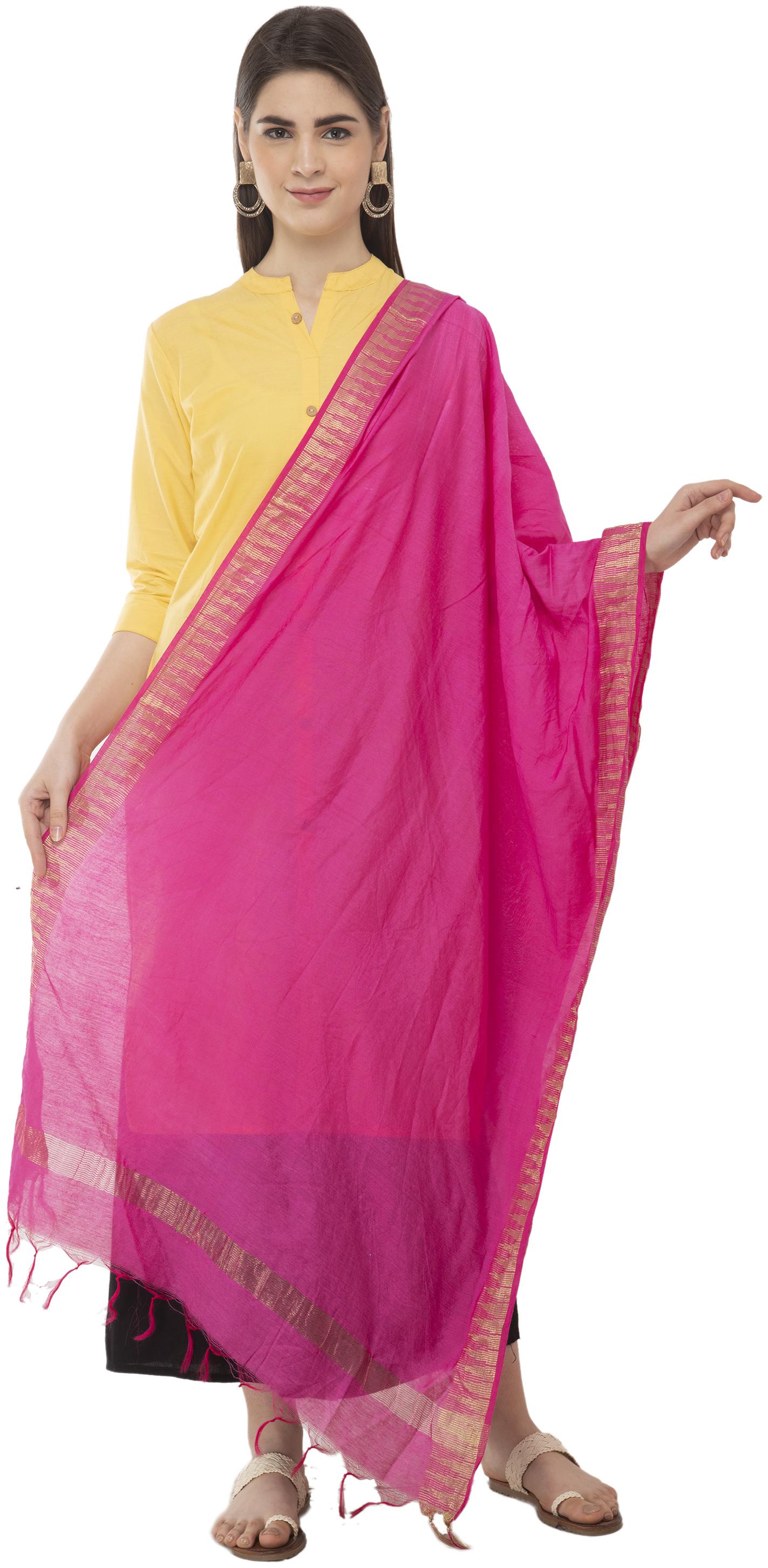 

A R SILK Cotton Dupatta Pink