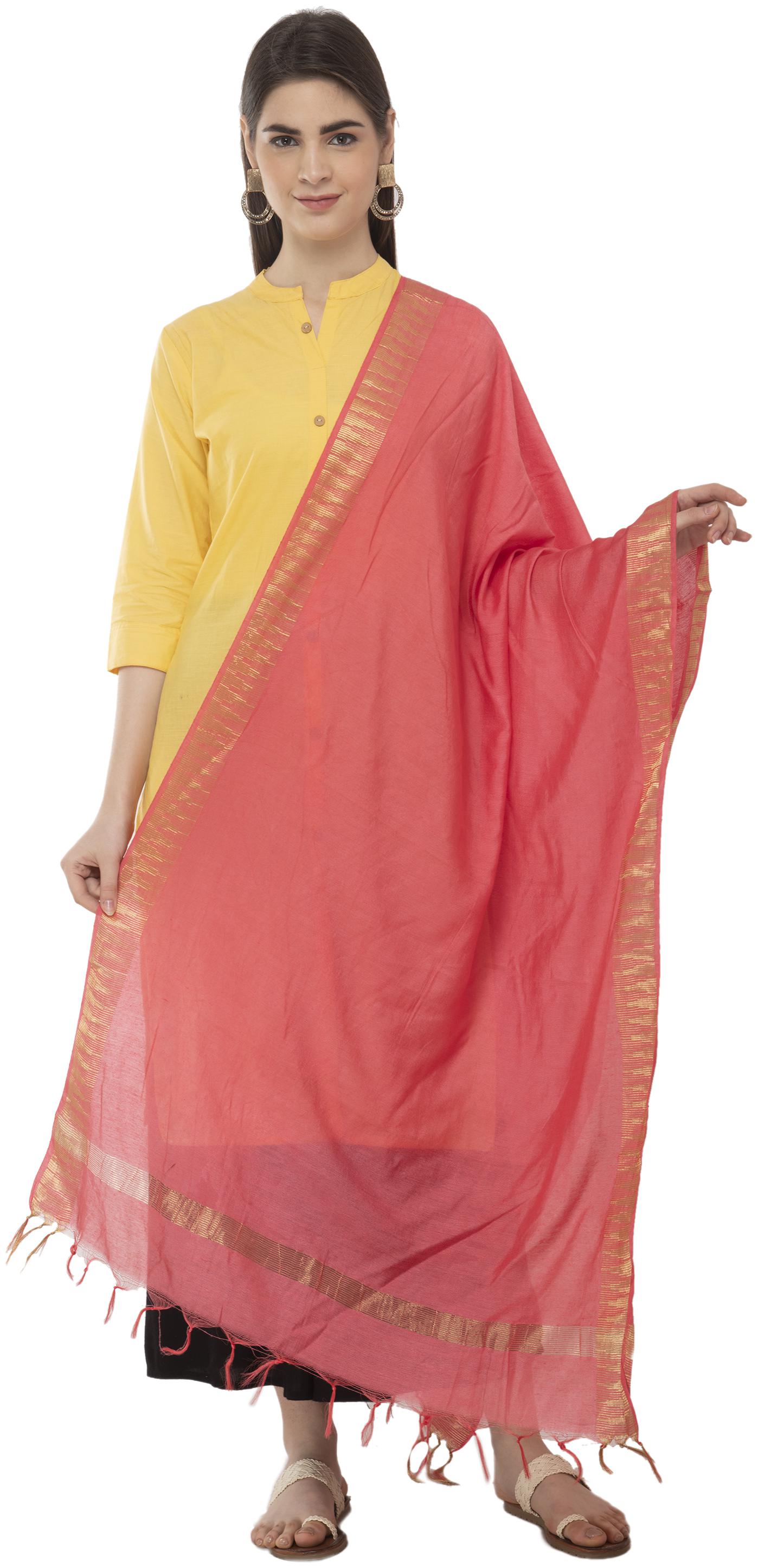 

A R SILK Cotton Dupatta Pink