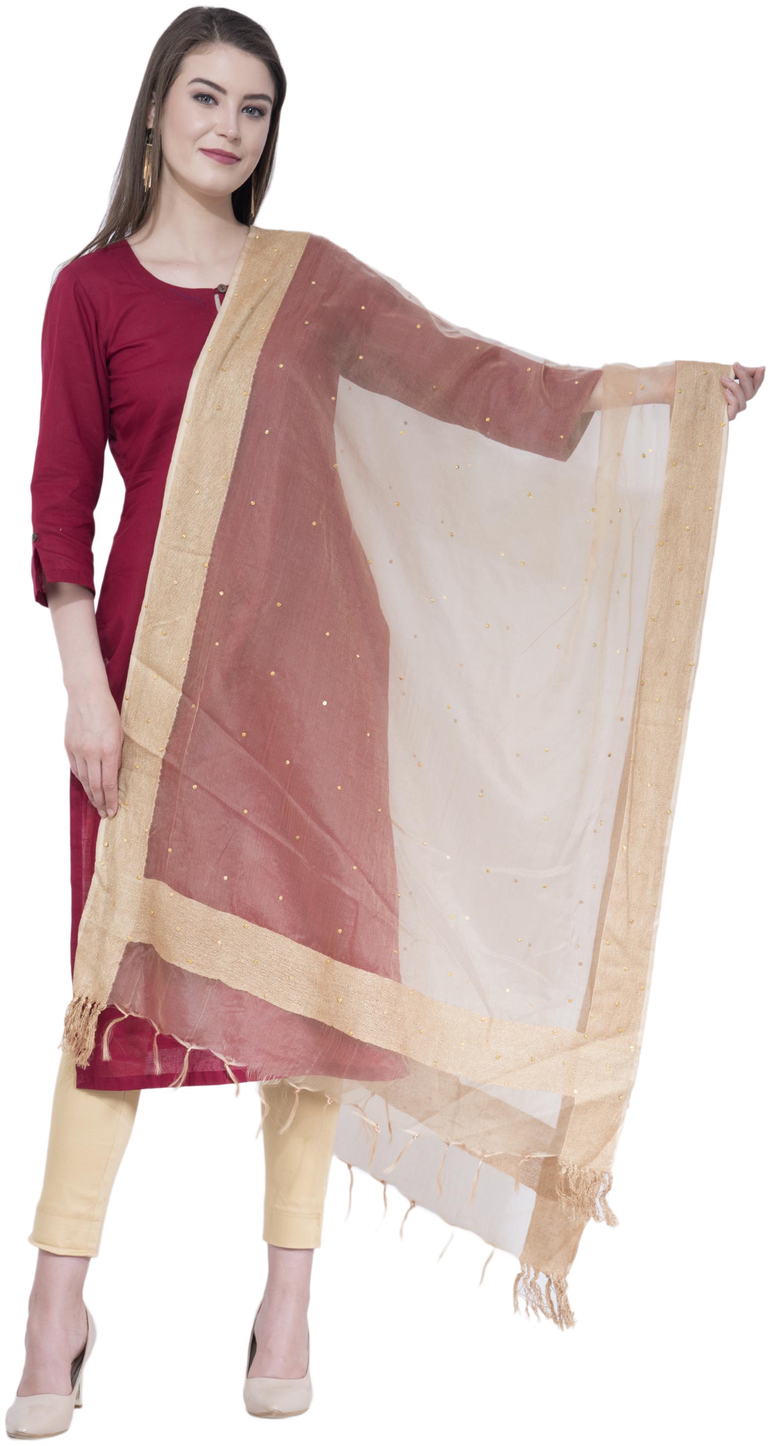 

A R SILK Cotton Embellished Gold Dupatta
