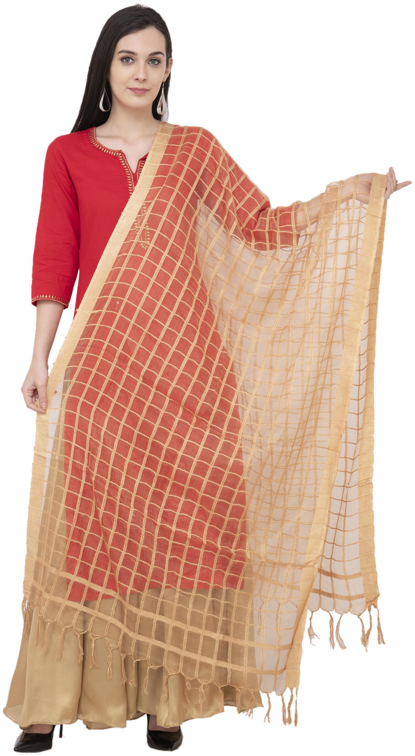 

A R Silk Cotton square Regular Dupatta Color Dark Golden Dupatta Chunni