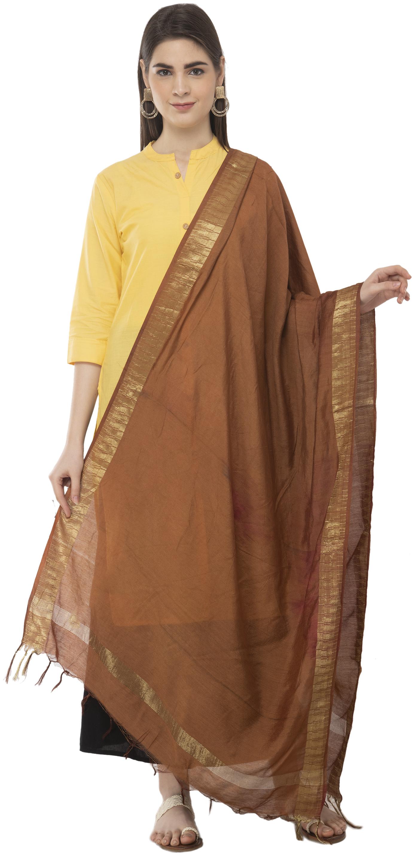 

A R SILK Cotton Dupatta Brown