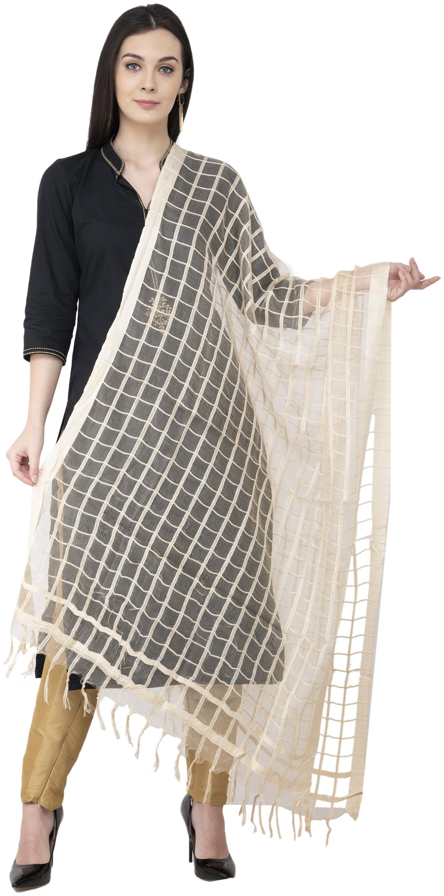 

A R SILK Cotton square Regular Dupatta White Color Dupatta Chunni