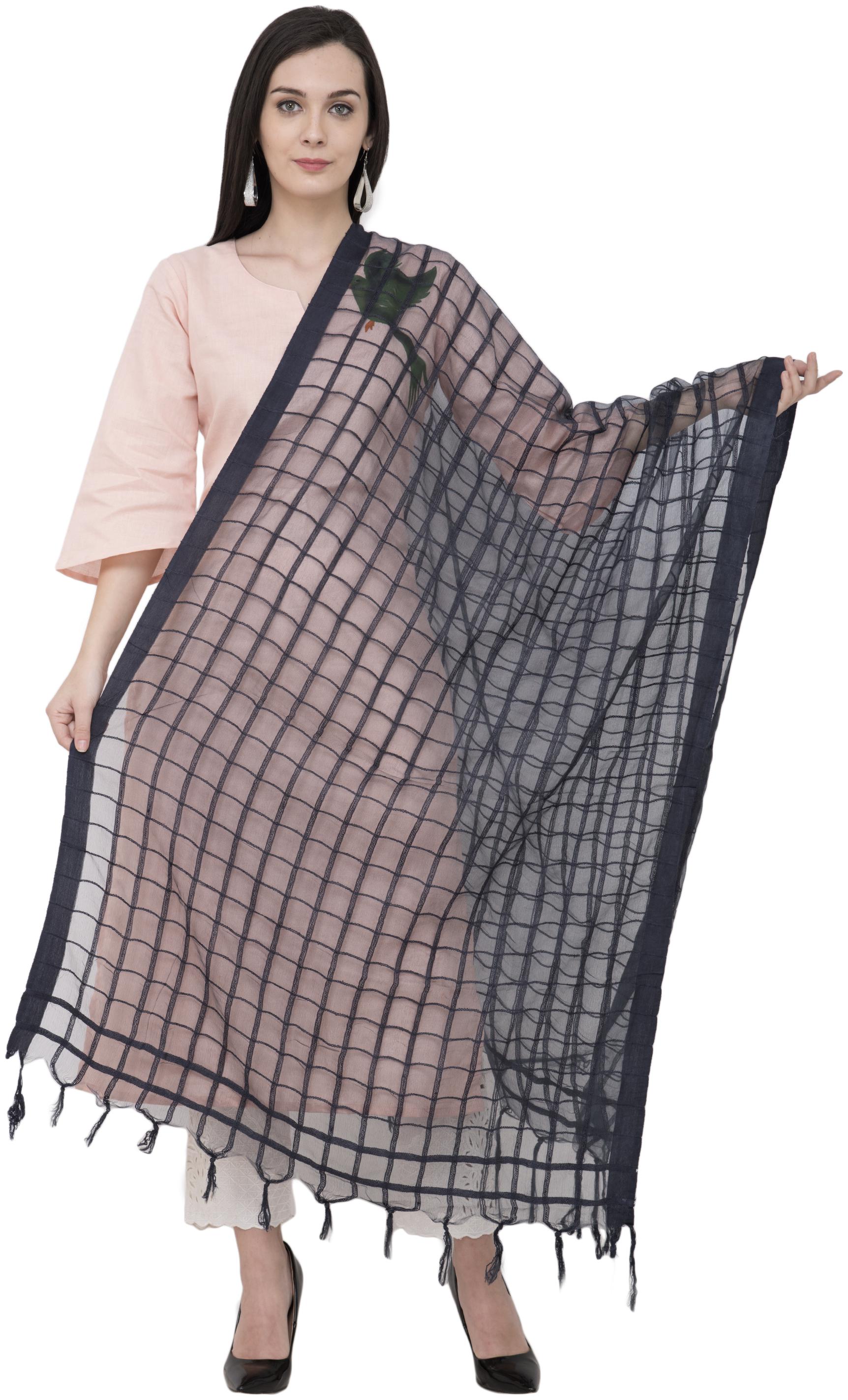 

A R Silk Cotton square Regular Dupatta Color Navy Dupatta Chunni