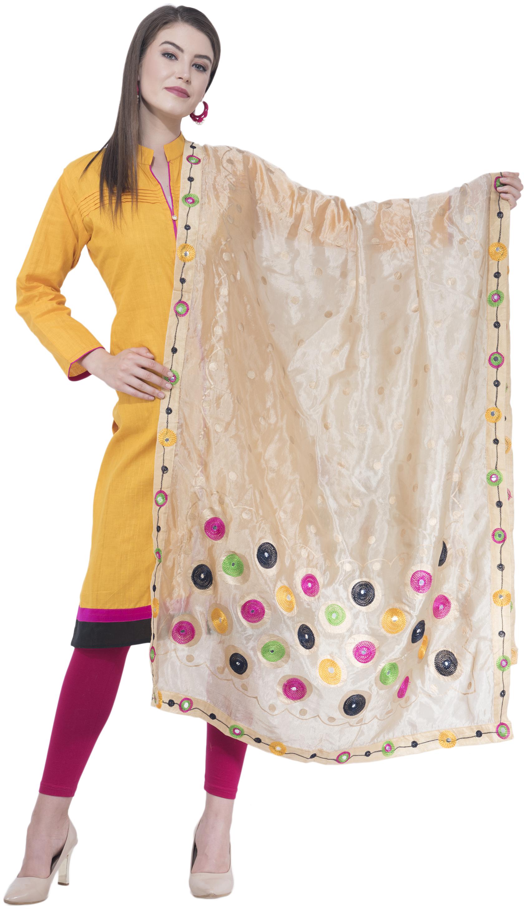 

A R SILK Gold Color Fancy Silk Dupattas Chunnis For Women
