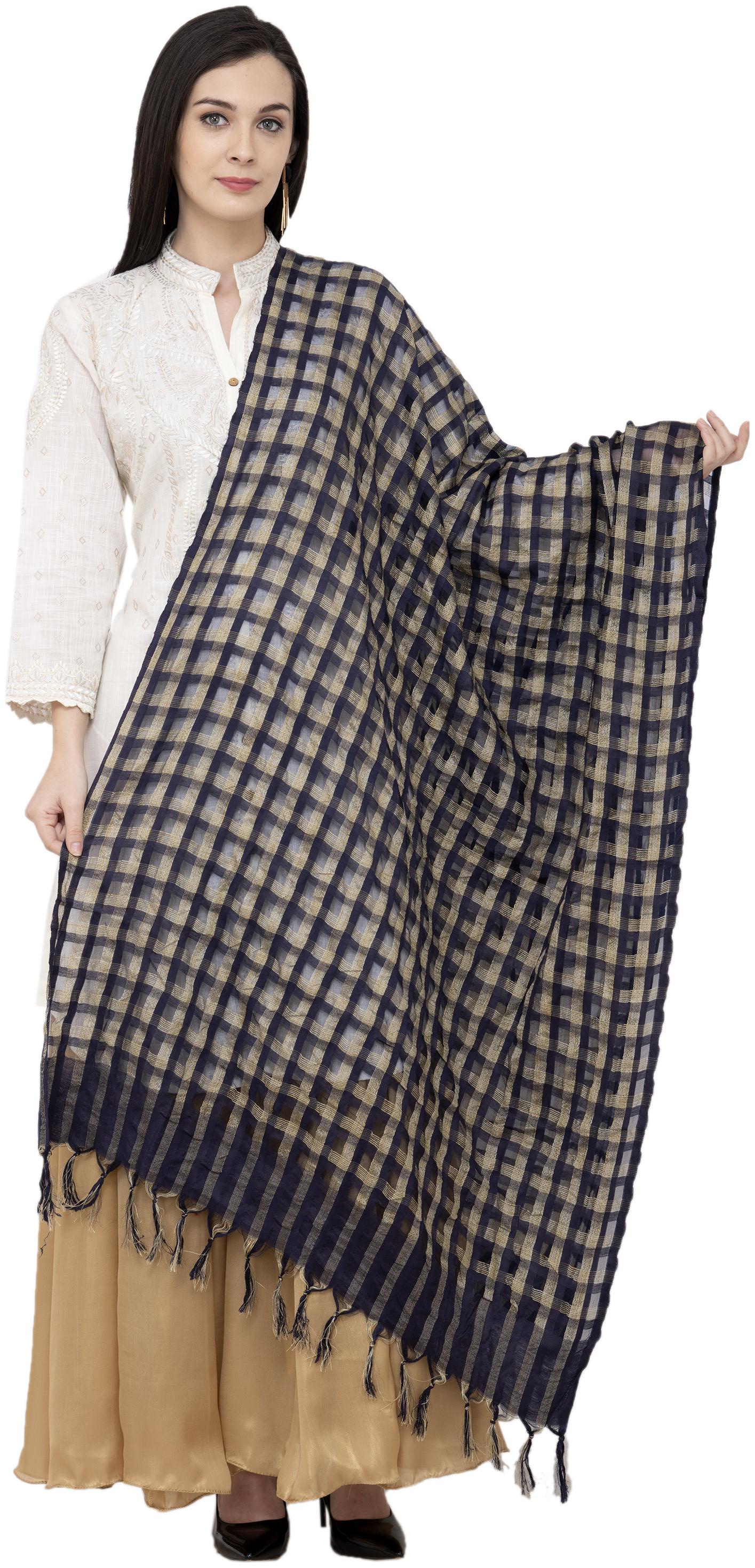 

A R Silk Golder Box Regular Dupatta Color Navy Dupatta Chunni