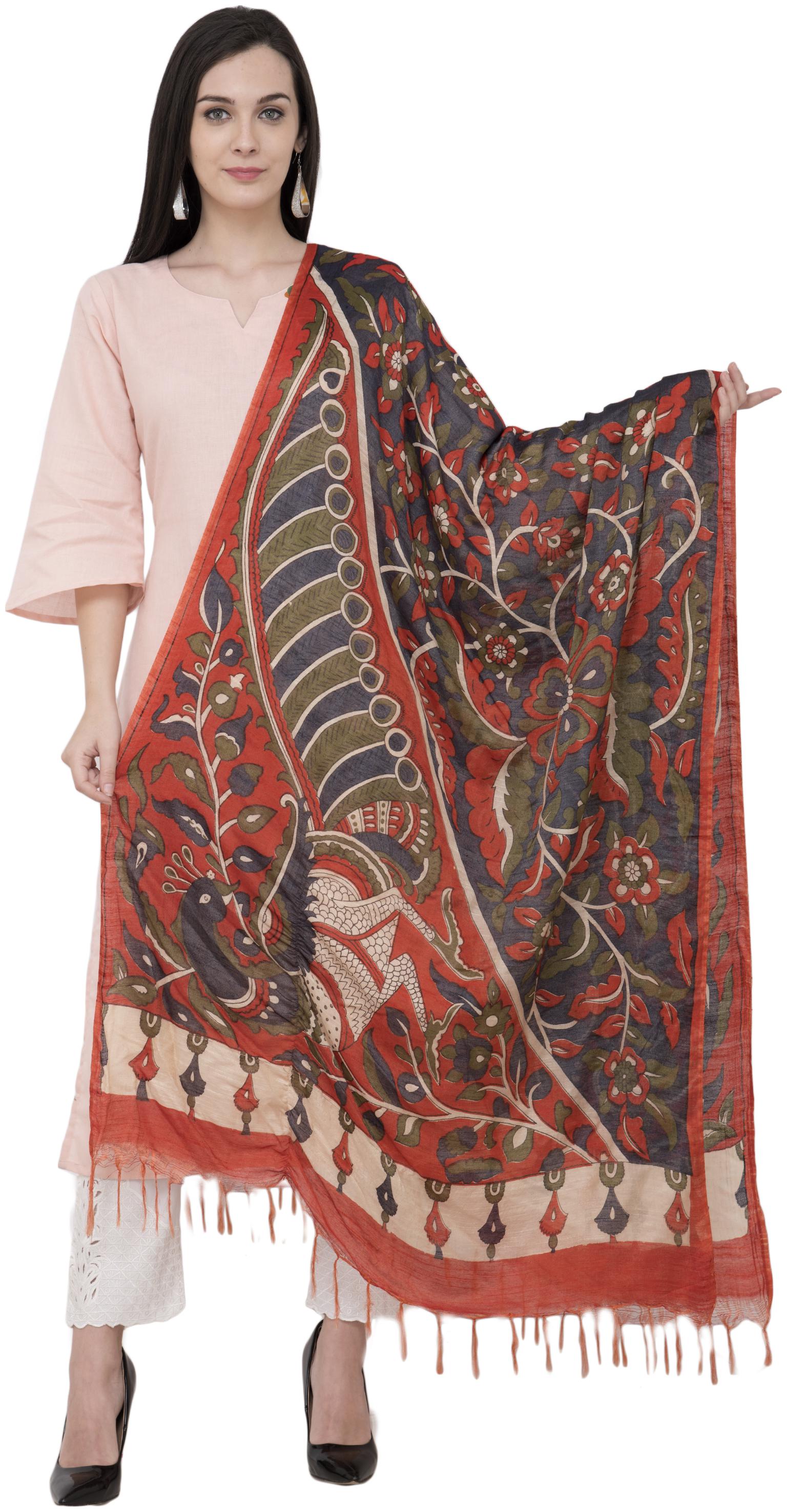

A R Silk Modal Kalamkari Print Fancy Dupatta Color Multi Print Dupatta Chunni