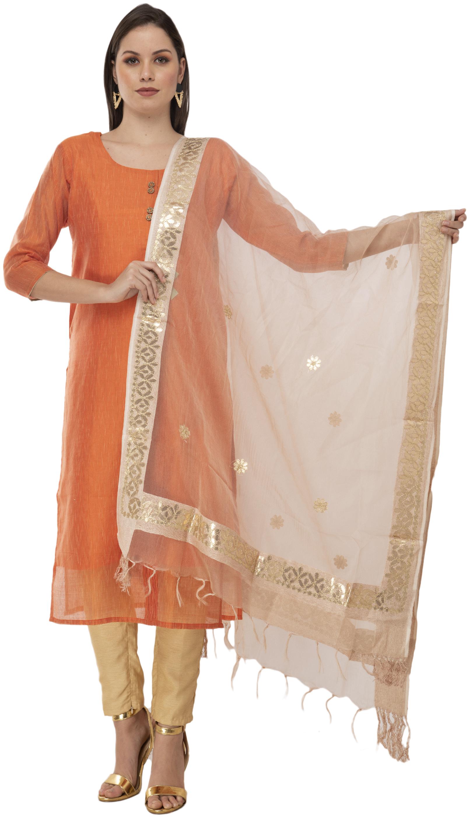 

A R SILK Organza Dupatta White