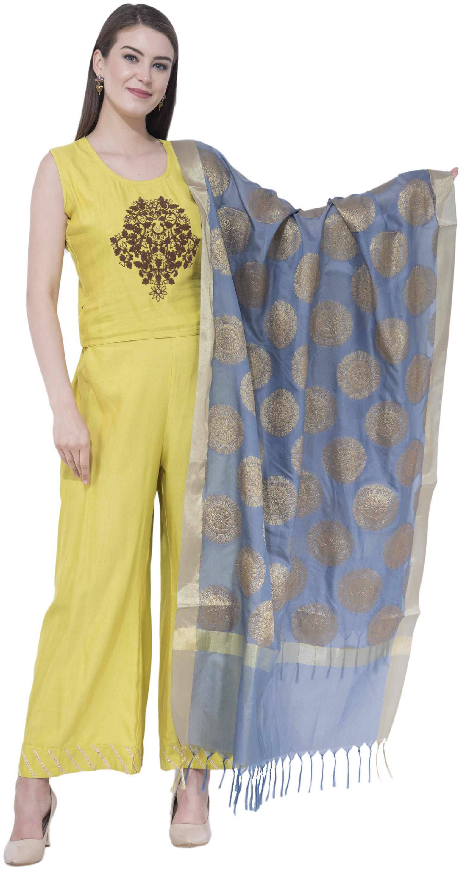 

A R SILK Silk Embroidered Grey Dupatta