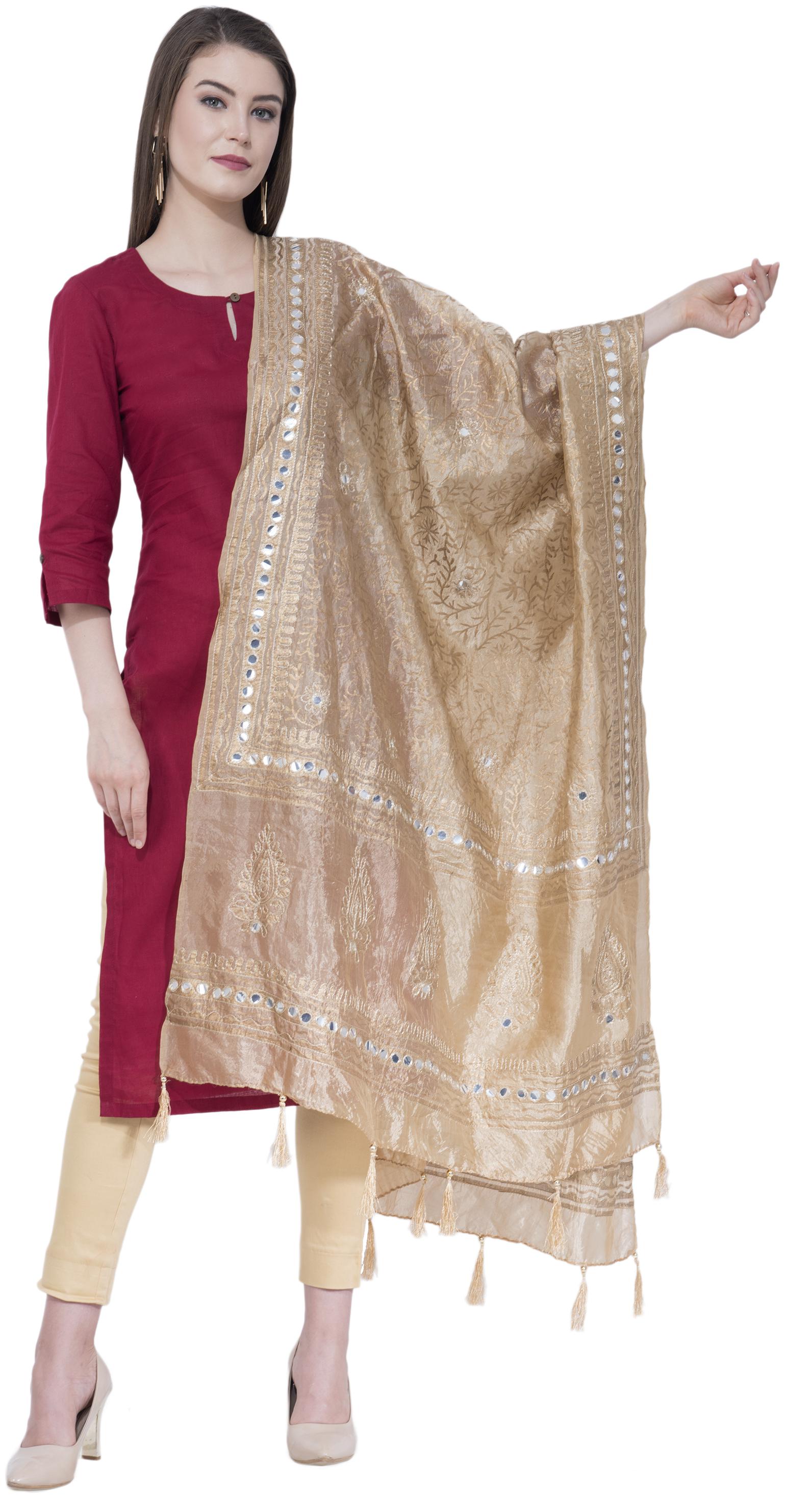 

A R SILK Silk Embellished Gold Dupatta