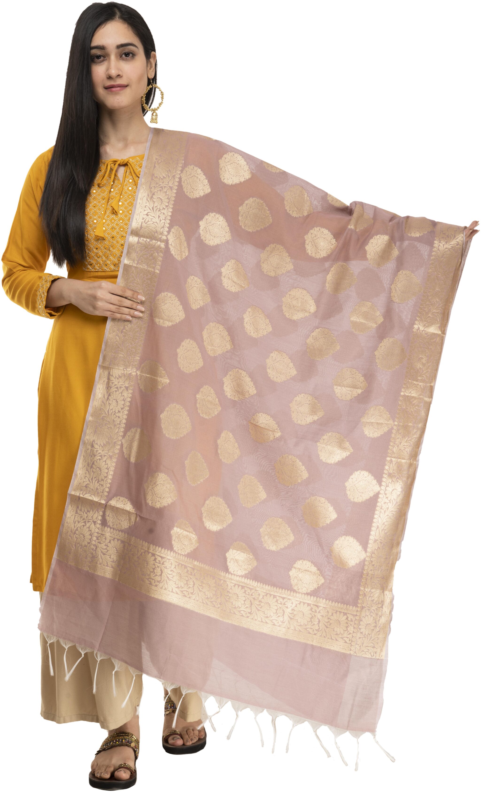 

A R SILK Silk Beige Printed Dupatta For Women